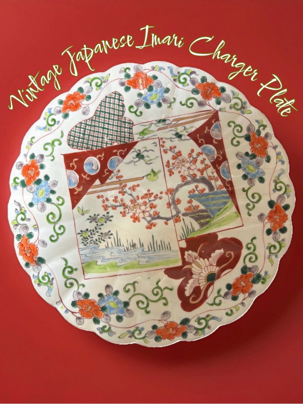 Antique Japanese Imari Charger Plate - Floral Scenic Design